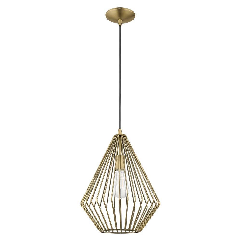 Antique Brass Geometric Metal Mini Pendant Light