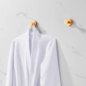 Bathroom Aluminum Knob Clothes Hooks Robe/Towel Hook in Brushed Gold（2 Pack）