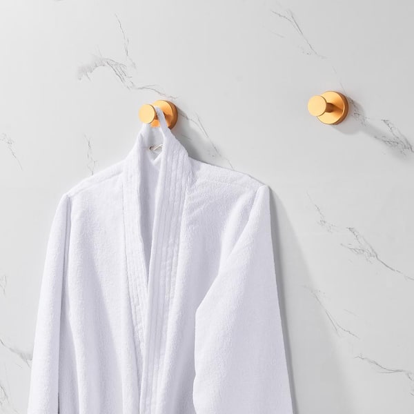Tahanbath Bathroom Aluminum Knob Clothes Hooks Robe/Towel Hook in Brushed Gold（2 Pack）