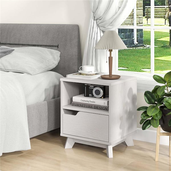 White 17.5 in. Drawer Cabinet with Storage Shelf and Drawer
