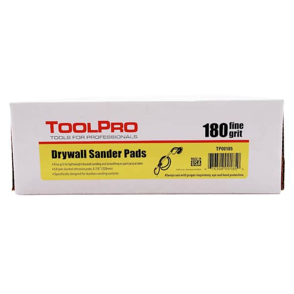 ToolPro 9 in. (225 mm) 180 Grit Drywall Sander Pads (5-Piece)