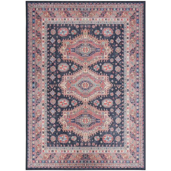 Vintage Home Navy 5 ft. x 7 ft. Medallion Traditional Area Rug