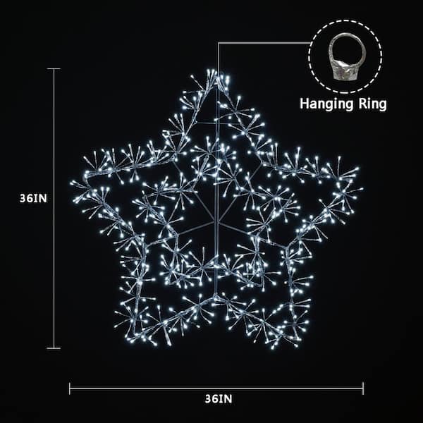 Lightshare 3 ft. 480 LED Christmas Star Light Twinkle Lights Warm White  Plug in for Home Garden Decoration Silver BZQ2WJX36IN-S - The Home Depot