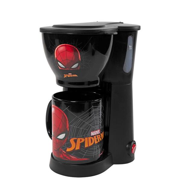 Uncanny Brands Single-Serve Black Marvel Spiderman Coffee Maker with Mug