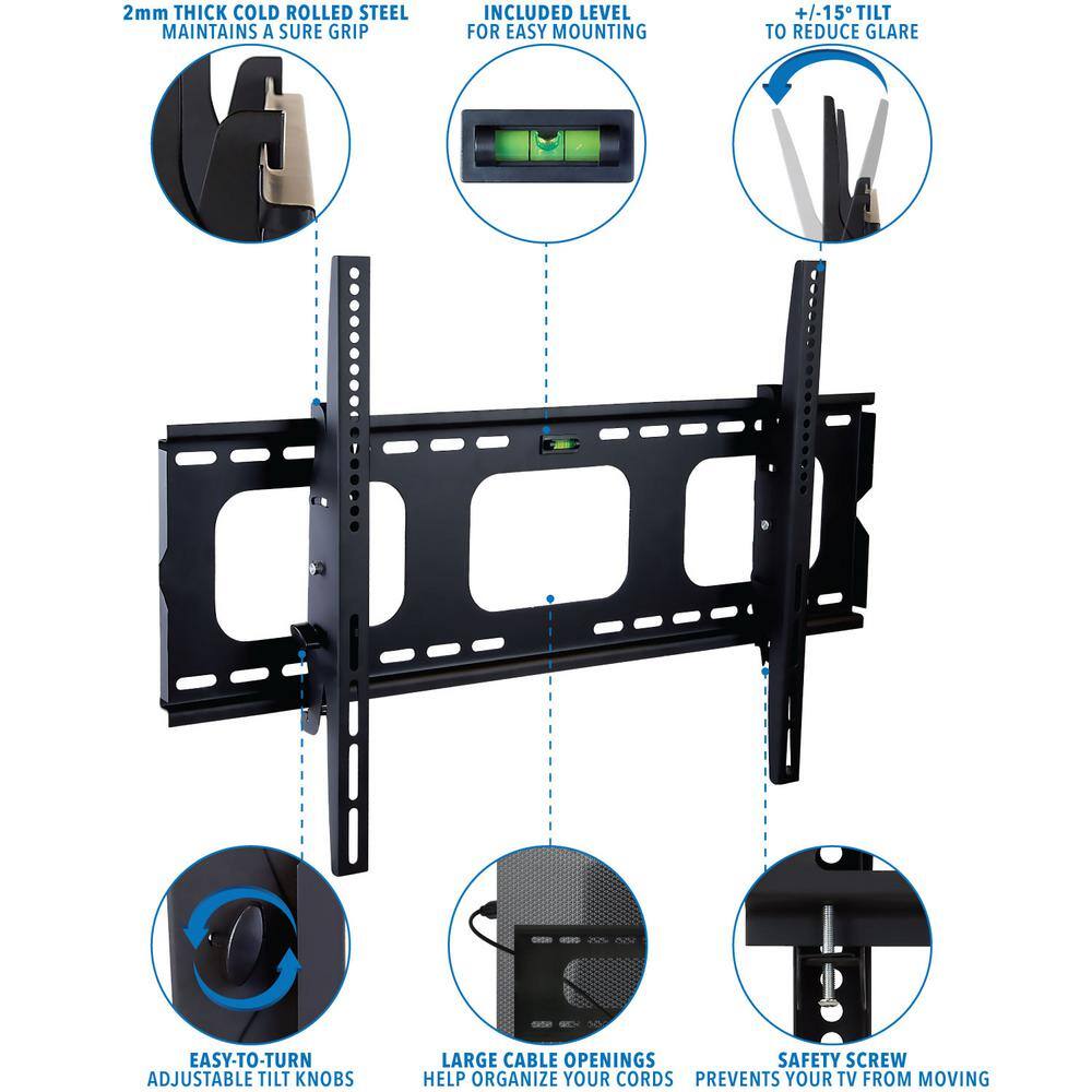 Heavy Duty Black Tilting TV Wall Mount Bracket