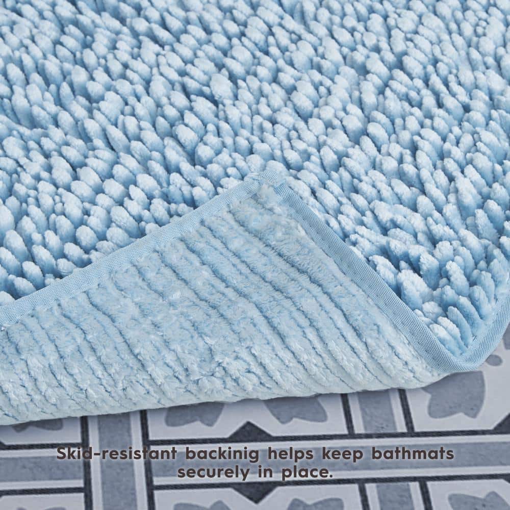 Aqua Blue 17" x 24" Polyester Chenille Bath Mat