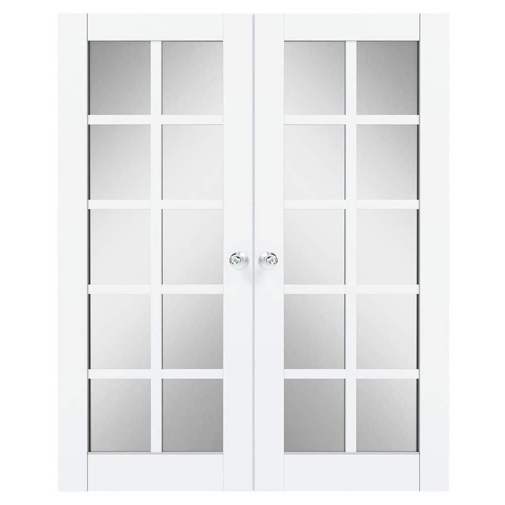 64 in. x 80 in. Composite, MDF 10 Lite, Mirrored Glass, Primed, White Interior Door Slab With Silver Sphere Doorknob price history on PriceWatchPro
