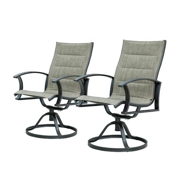 ToolCat Black Swivel Textilene Mesh Fabric Outdoor Dining Chair for Outside Porch Balcony Garden Backyard Set of 2