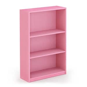 40.3 in. Tall Light Pink Wood 4-shelf Standard Bookcase with Adjustable Shelves