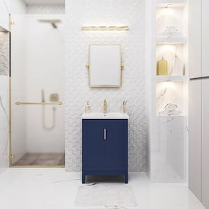 Elise 24.5 in. W x 18 in. D Bath Vanity in Monarch Blue with Ceramics Vanity Top in White with White Basin and Faucet