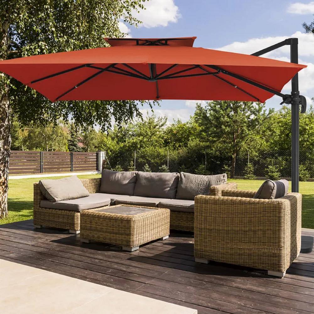 JEAREY 11 ft. x 11 ft. Square TwoTier Top Rotation Outdoor Cantilever