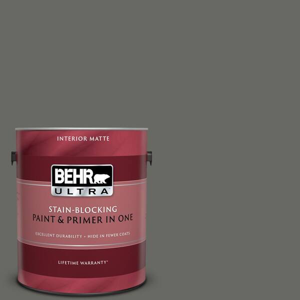 BEHR ULTRA 1 gal. #UL200-2 Mined Coal Matte Interior Paint and Primer in One