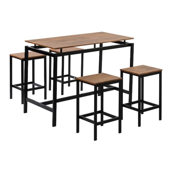 Coaster Home Furnishings 5-Piece Weathered Chestnut and Dark Bronze Wood Top Bar Set