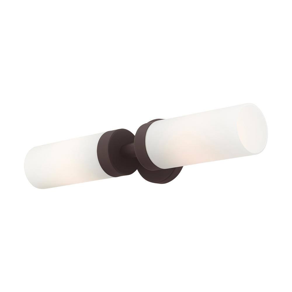 Aero Contemporary 2-Light Bronze Vanity with Satin Opal White Glass