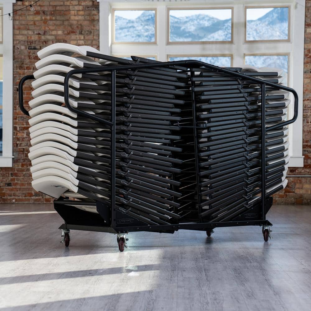 Black Steel Folding Chair Utility Cart for 34 Chairs