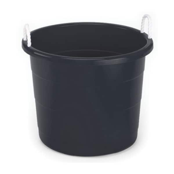 HOMZ Plastic 17 Gal. Utility Storage Bucket Tub with Rope Handle, Black, 2  Pack 0417BKDC.02 - The Home Depot