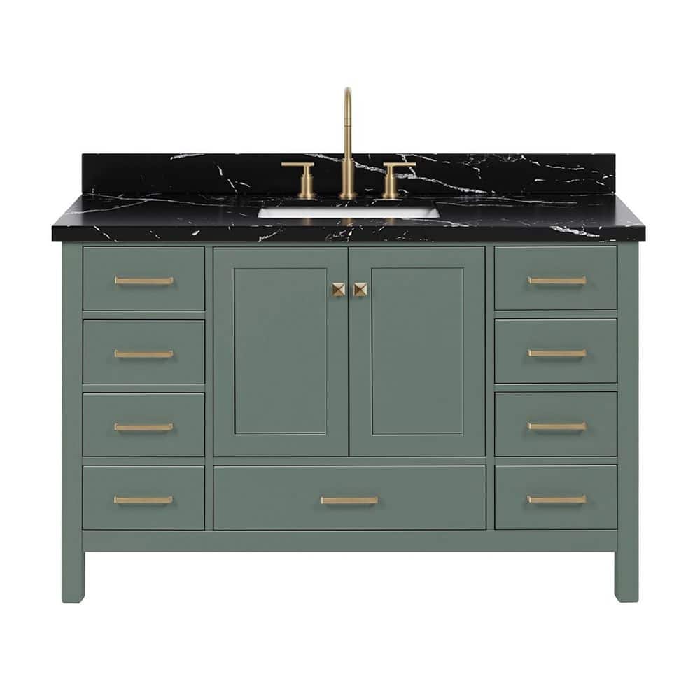 Cambridge 54 in. Single Sink Freestanding Bath Vanity in Vintage Sage Green with Nero Marquina Black Quartz Top price history on PriceWatchPro