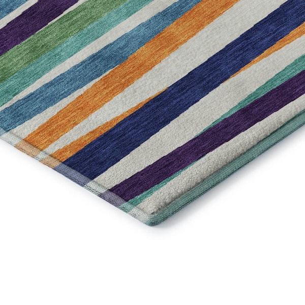 Mayfield Premium Machine Washable Abstract AMF997 White 9 ft. x 12 ft. Area Rug