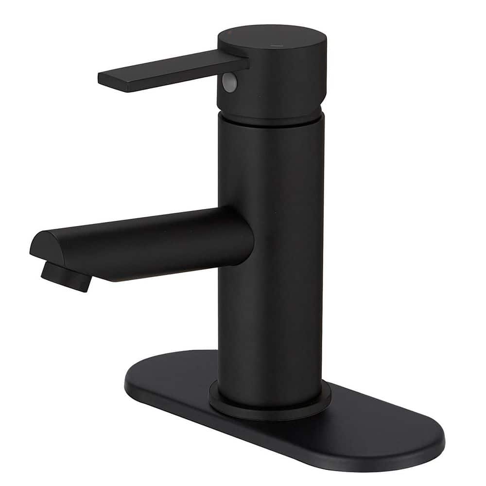 BWE Single Handle Single Hole Bathroom Faucet in Matte Black A
