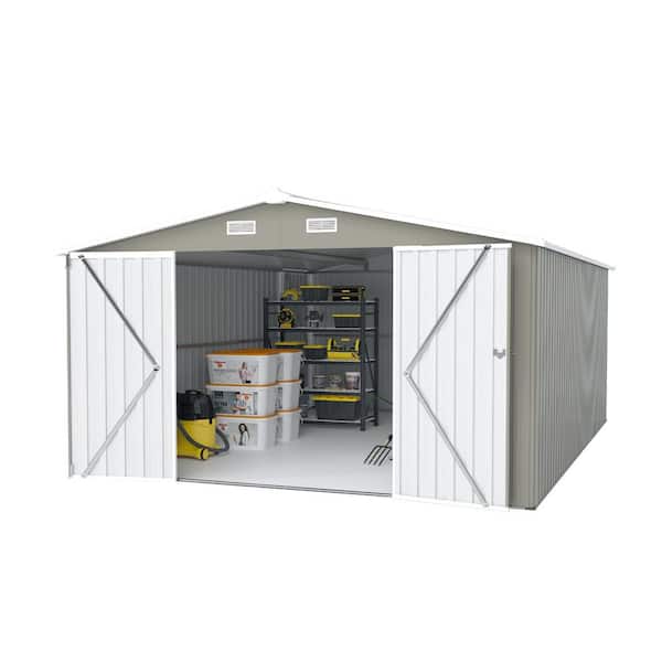 10 ft. W x 14 ft. D Metal Shed with 3-Lockable Doors and 4 Vents (140 sq. ft.)