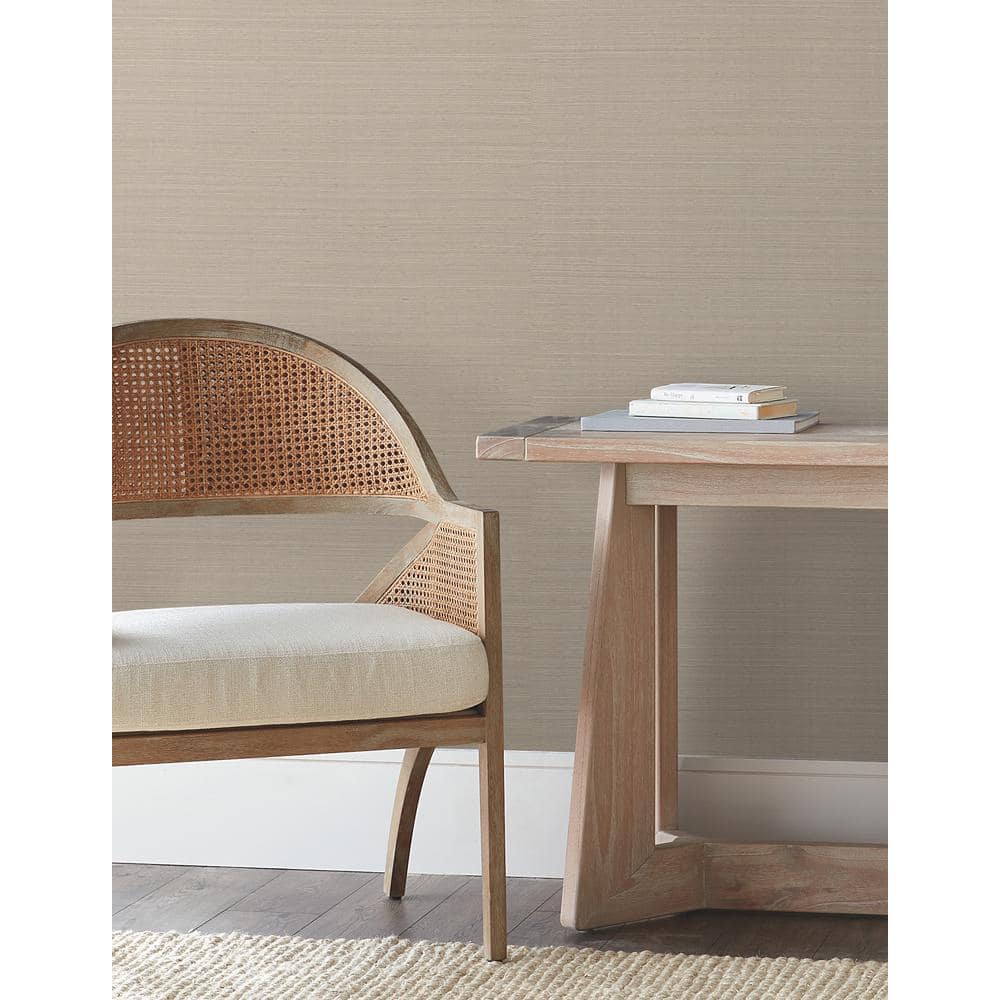Warm Grey Self-Adhesive Grasscloth Wallpaper Roll