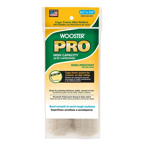 Wooster 6-1/2 in. x 1/2 in. Shed-Resistant Knit Cage Frame Mini Roller Covers (2-Pack)