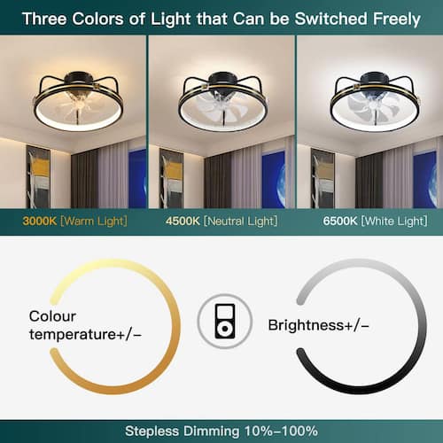 19.6 in. LED Indoor Black Smart Ceiling Fan with Remote Lighting