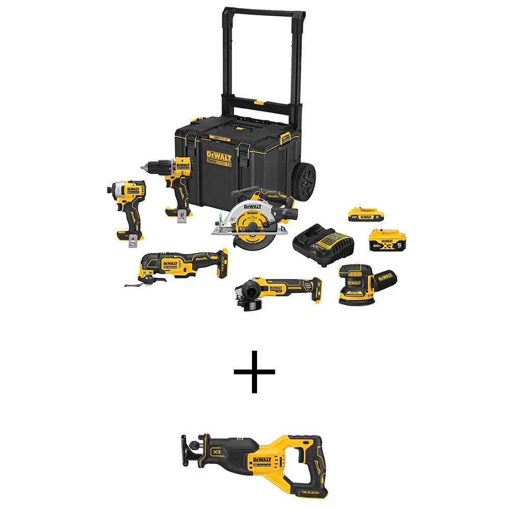 DEWALT 20-Volt Maximum TOUGHSYSTEM Lithium-Ion 6-Tool Cordless Combo Kit  and 20V Max XR Brushless Reciprocating Saw (Tool Only) DCKTS681D1P1W82  The Home Depot