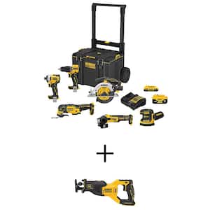 20-Volt Maximum TOUGHSYSTEM Lithium-Ion 6-Tool Cordless Combo Kit and 20V Max XR Brushless Reciprocating Saw (Tool Only)