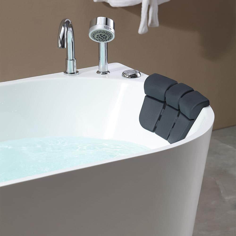 67'' White Acrylic Freestanding Whirlpool Bathtub with Faucet