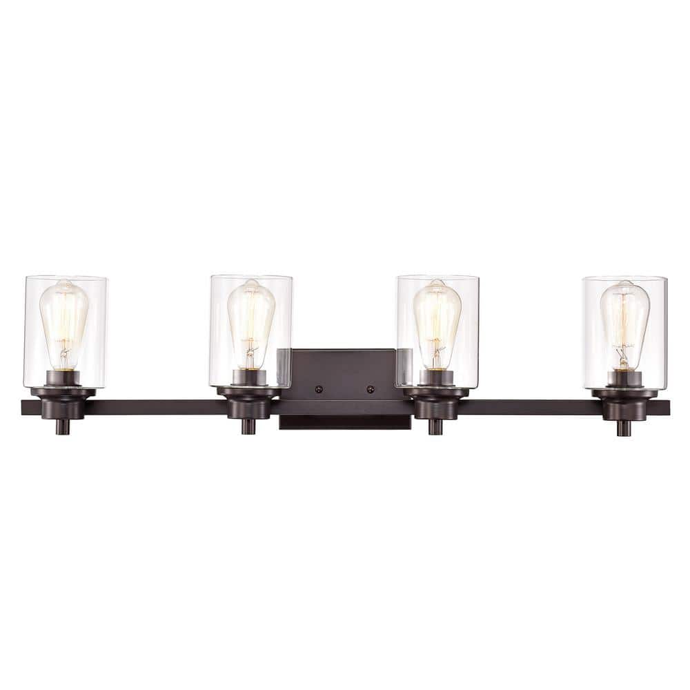 8 in. H x 33.25 in. W x 8 in. D 4-Light Oil Rubbed Bronze Uplight Indoor Ba
