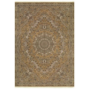 Mila Gold/Ivory 10 ft. x 13 ft. Traditional Medallion Area Rug