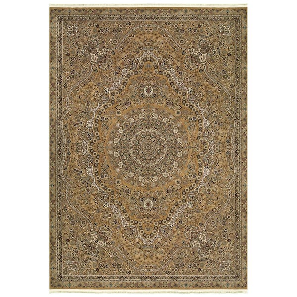 AVERLEY HOME Mila Gold/Ivory 10 ft. x 13 ft. Traditional Medallion Area Rug