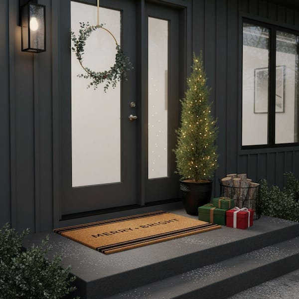 French Stripe Merry + Bright Doormat 24" x 36"