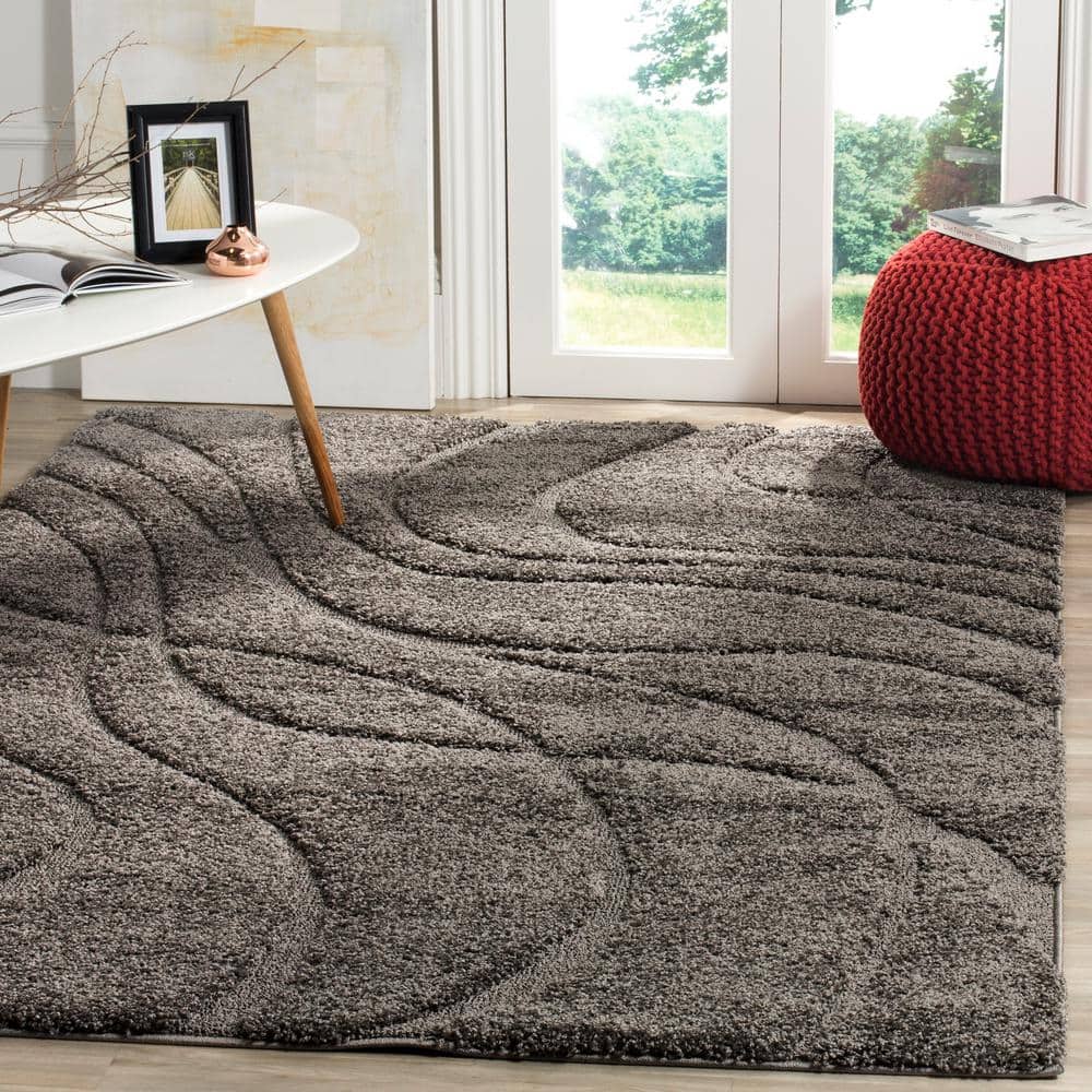 Gray 8' x 10' Handmade Tufted Abstract Shag Rug