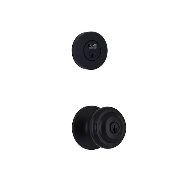 Mulholland Matte Black Single Cylinder Door Knob Combo Pack Featuring Dual Keyway