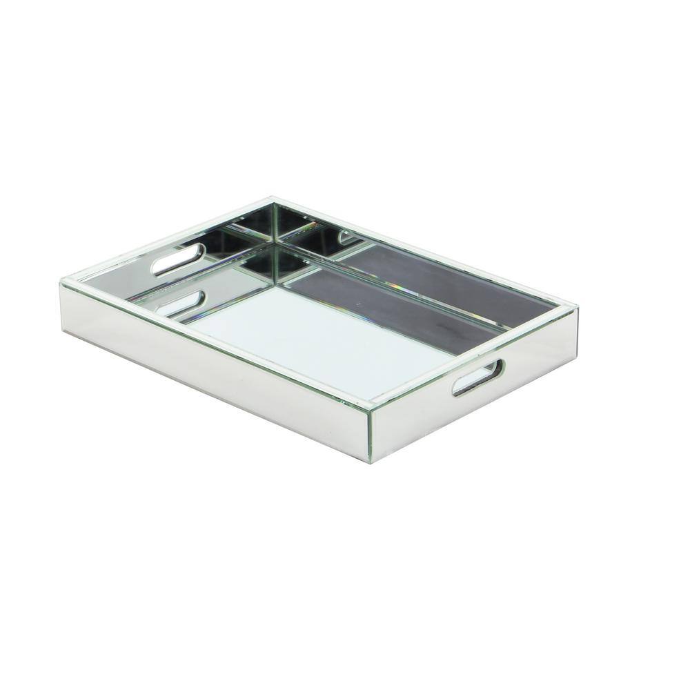 Silver Mirrored Rectangular MDF Decorative Tray