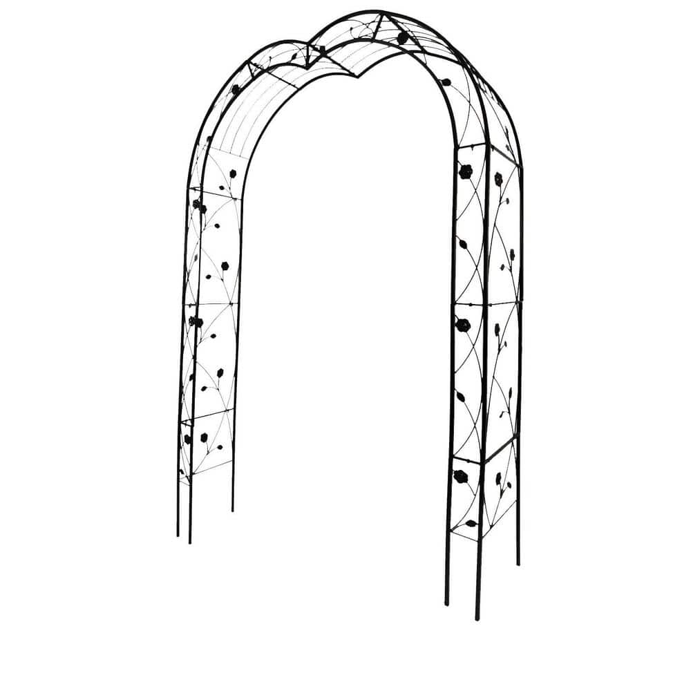 arch セット 98.4 in. x 59 in. Adjustable Black Metal Garden Arch-Gothic Style