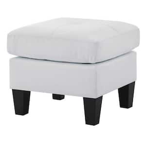 Newbury White Faux Leather Upholstered Ottoman