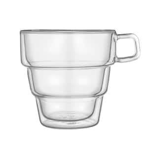 Pila 16 oz. Clear Borosilicate Glass Stackable Double Wall Coffee/Tea Mug (Set of 2)