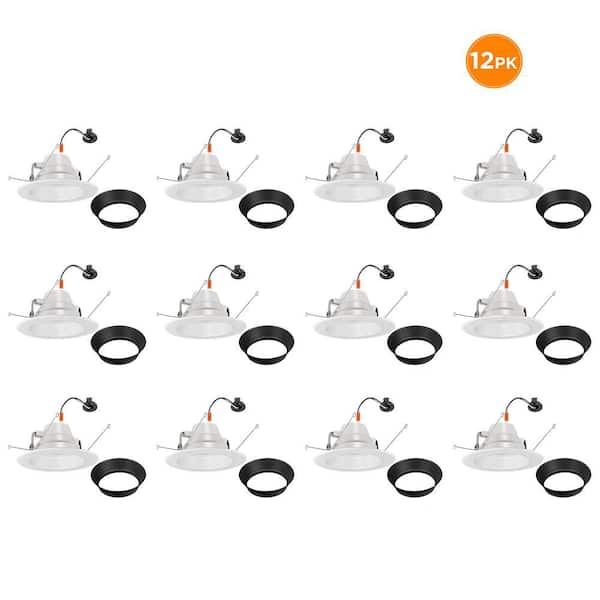 Commercial Electric 6 in. 30 Lighting Options Integrated LED Recessed Light Trim Adjustable CCT New Construction Remodel Indoor (12-Pack)