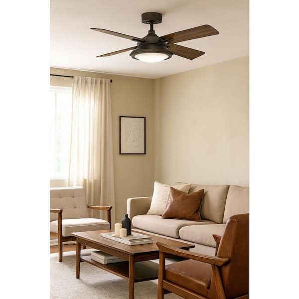 Collier 54 in. Integrated LED Indoor Metallic Matte Bronze Ceiling Fan with Wall Switch