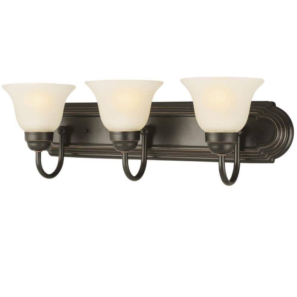 Allante 3-Light Oil Rubbed Bronze Vanity Light with Frosted Glass Shades