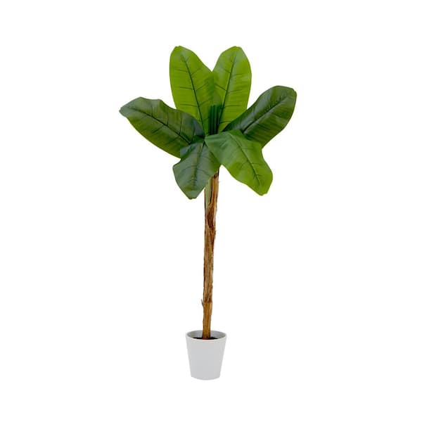 Nearly Natural 48 in. Green Artificial Banana Tree in Planter