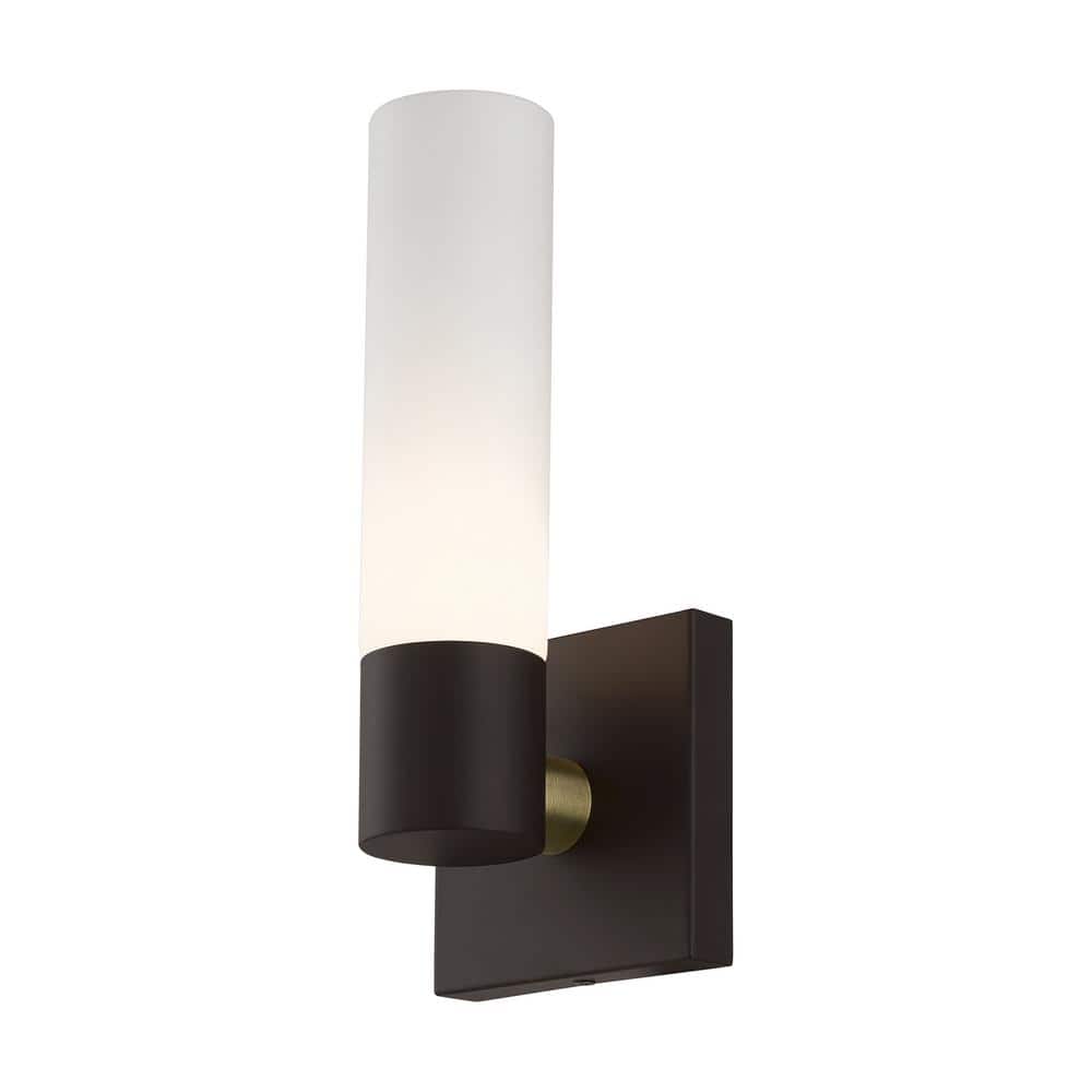 Aero Cylinder Sconce in Antique Brass and Bronze Finish