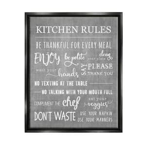 Kitchen Rules Rustic Grey List Design by CAD Floater Framed Typography Art Print 31 in. x 25 in.