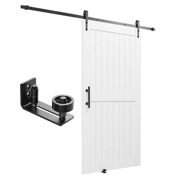 Sliding Barn Door, 42 x 84 in., Durable MDF Panel, Wood Sliding Barn Door with Hardware Kit, Decorative Glass White
