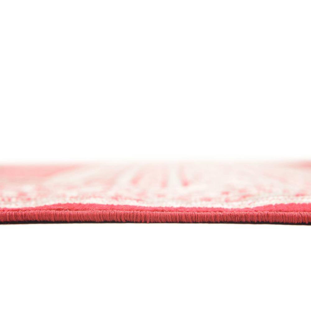 Red and Ivory Rectangular Synthetic Woven Area Rug