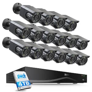 4K UHD 24-Channel 4TB POE NVR Security Camera System with 16 Wired 8MP Outdoor Cameras, Dual-Disk, Built-in Cooling Fan