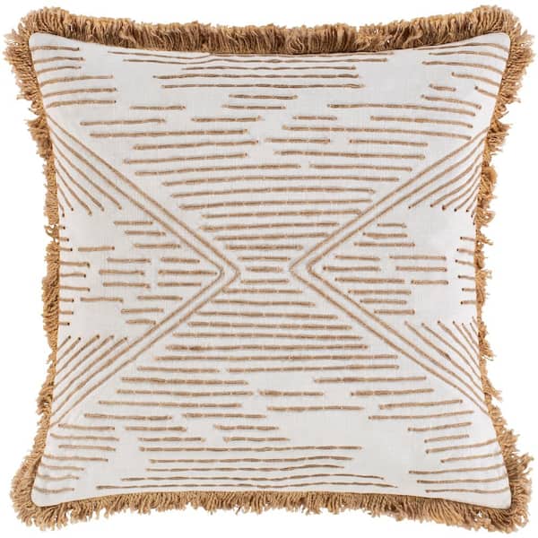 Artistic Weavers Silverlake Tan/Cream Woven Polyester Fill 18 in. x 18 in. Decorative Pillow